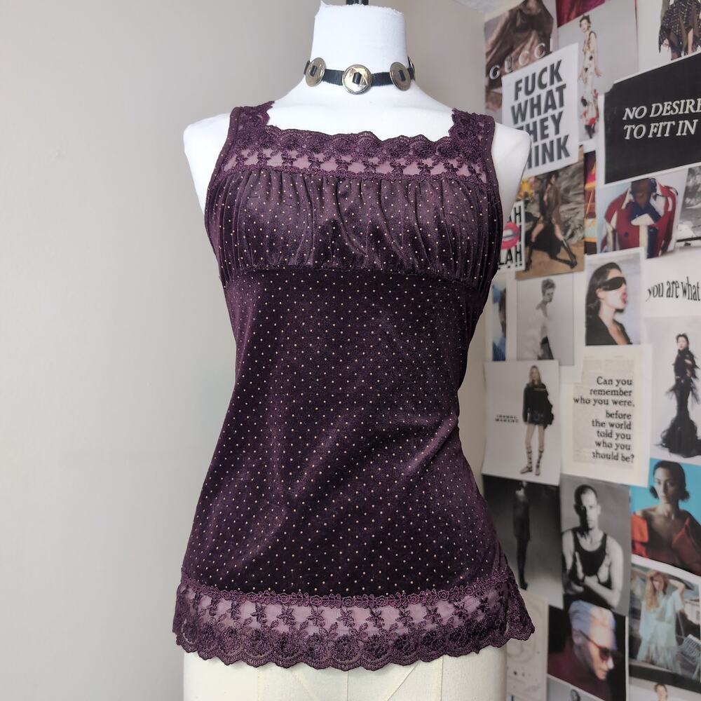 Polka Dot Velvet Lace Trim Deadstock Top